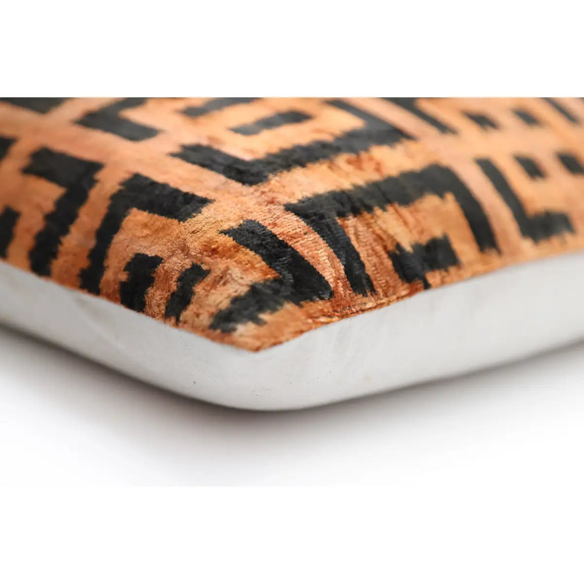 Burnt Orange Geometric Silk Velvet Pillow – 16x16 Handmade Luxury Cushion - Canvello