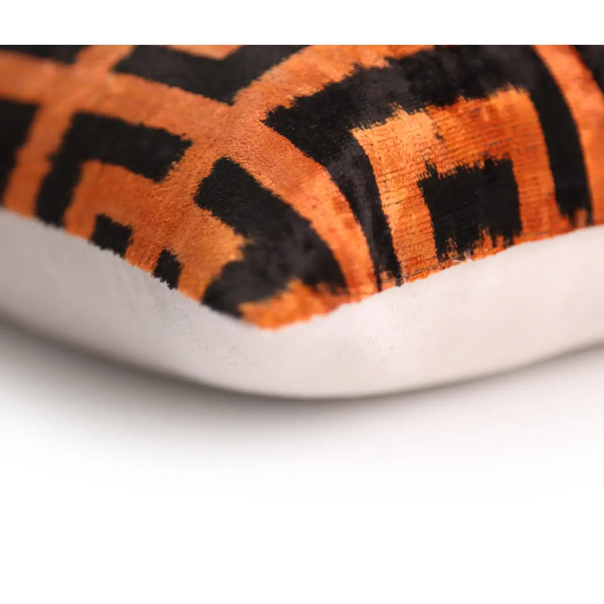 Burnt Orange Silk Velvet Geometric Lumbar Pillow 16x24 - Canvello