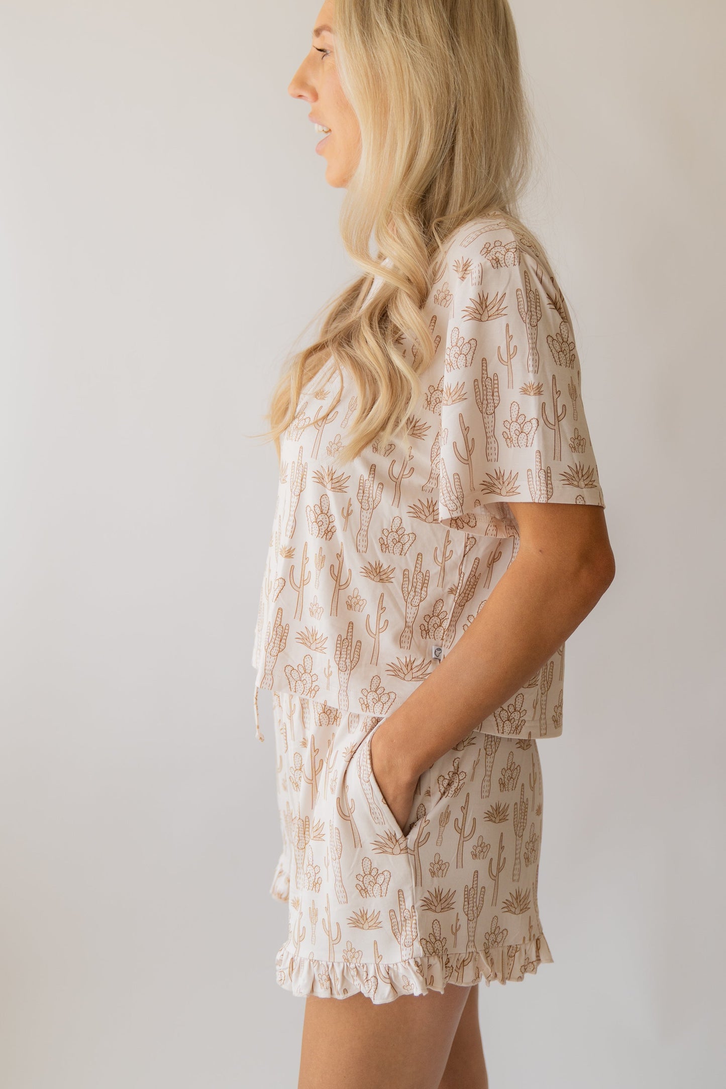 Women's Bamboo Pajama Shorts Set - Cactus