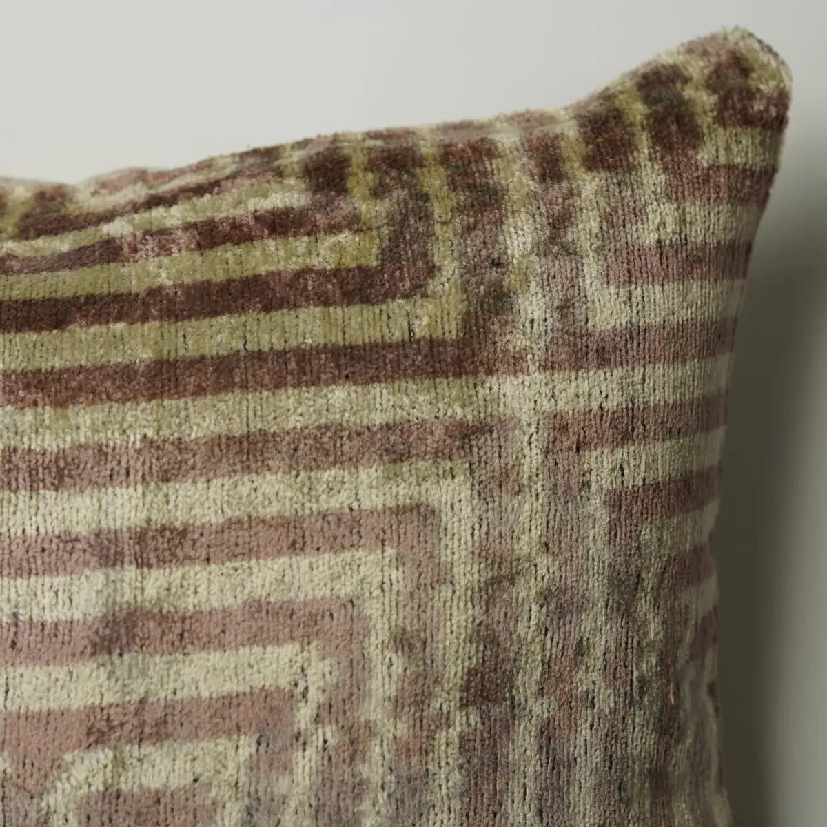 Canvello Brown Velvet Turkish Ikat Pillow - 16’’ X 16’’ - Brown - Canvello