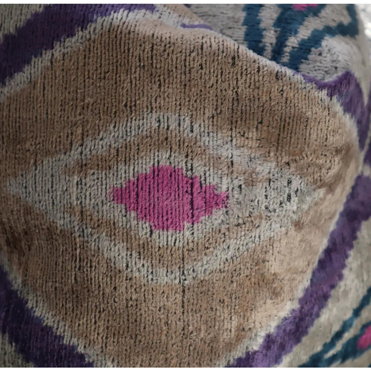 Canvello Earth Tones Velvet Turkish Ikat Pillow - 16’’ X 16’ - Earth Tone / 16’’X16’’ - Canvello