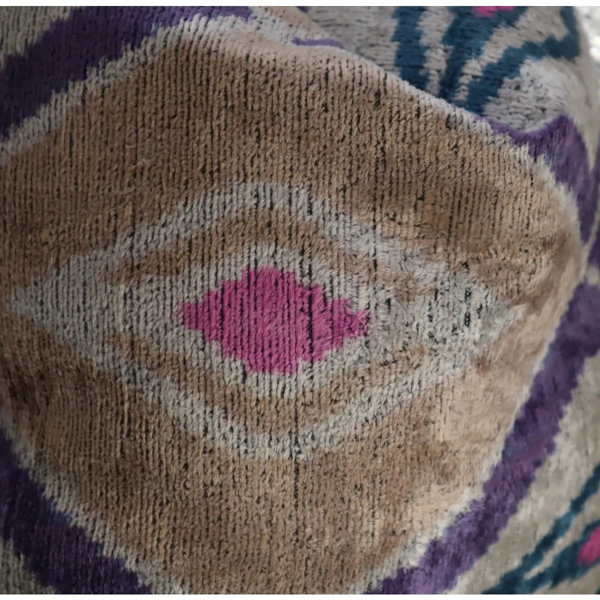Canvello Earth Tones Velvet Turkish Ikat Pillow - 16’’ X 16’ - Earth Tone / 16’’X16’’ - Canvello