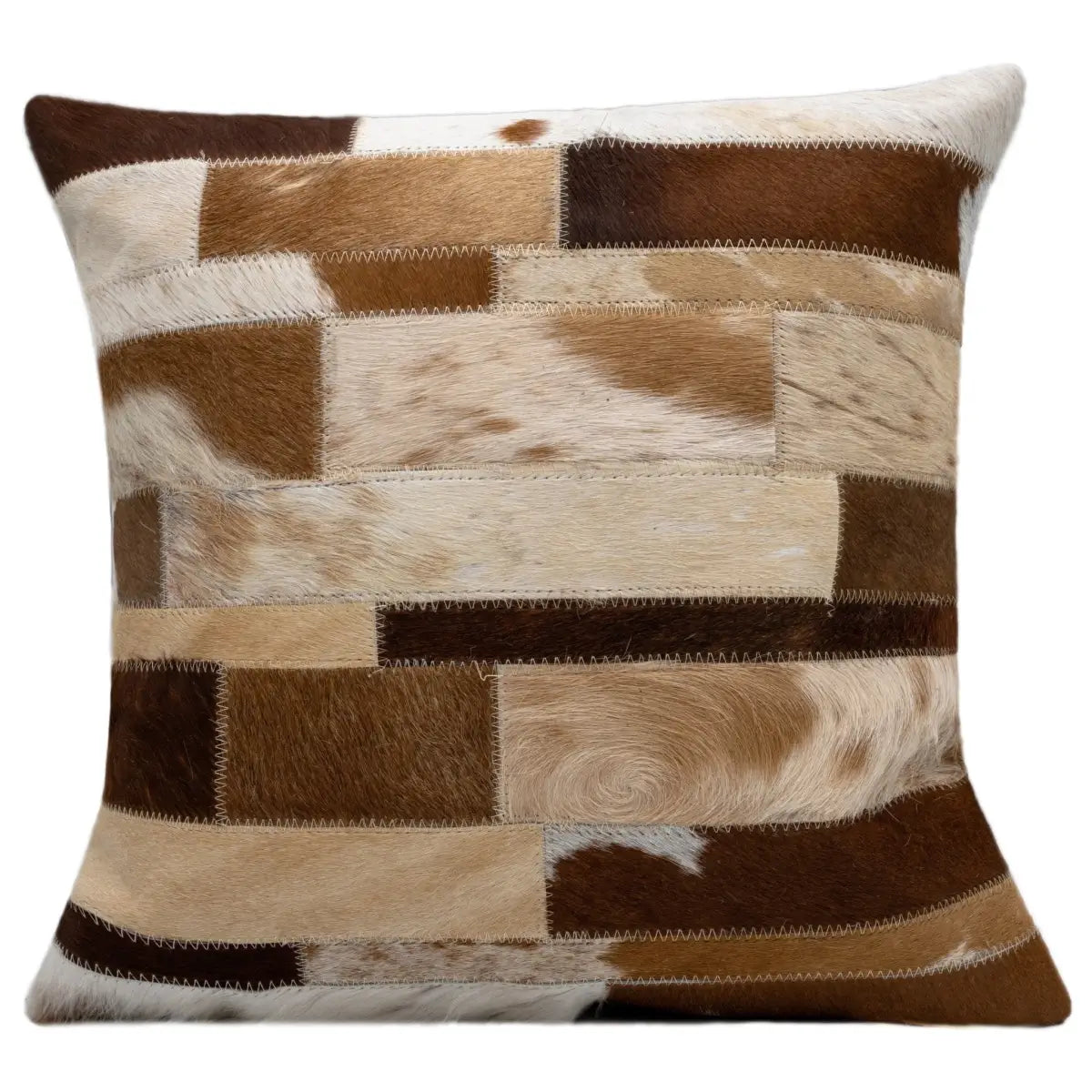 Canvello Genuine Cowhide Leather Decorative Throw Pillows - Handmade Patchwork Boho Accent Pillows For Sofa Couch Bed