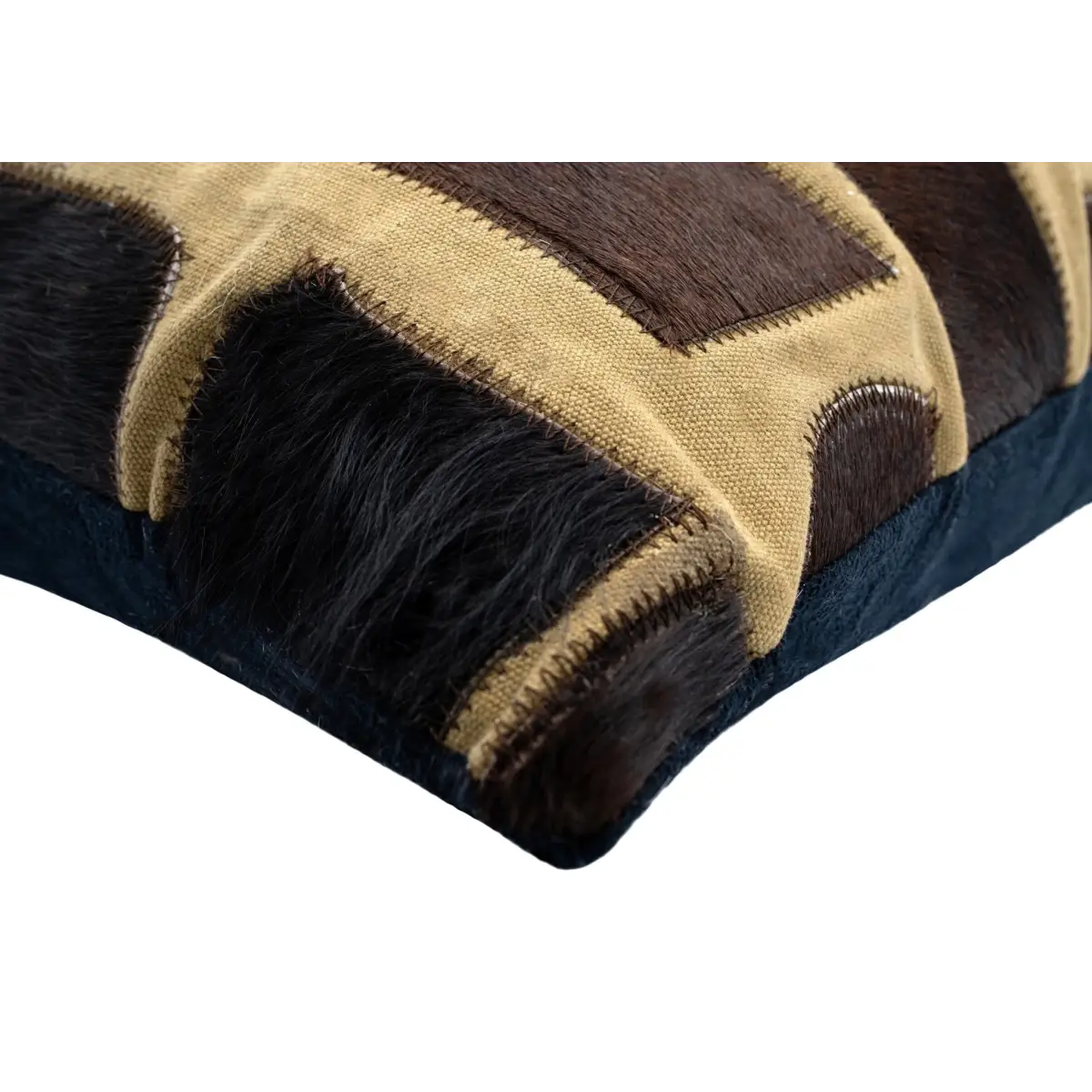 Canvello Genuine Cowhide Leather Decorative Throw Pillows - Handmade Patchwork Boho Accent Pillows For Sofa Couch Bed