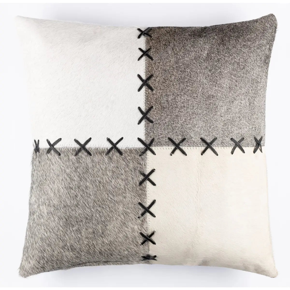 Canvello Genuine Cowhide Leather Decorative Throw Pillows - Handmade Patchwork Boho Accent Pillows For Sofa Couch Bed