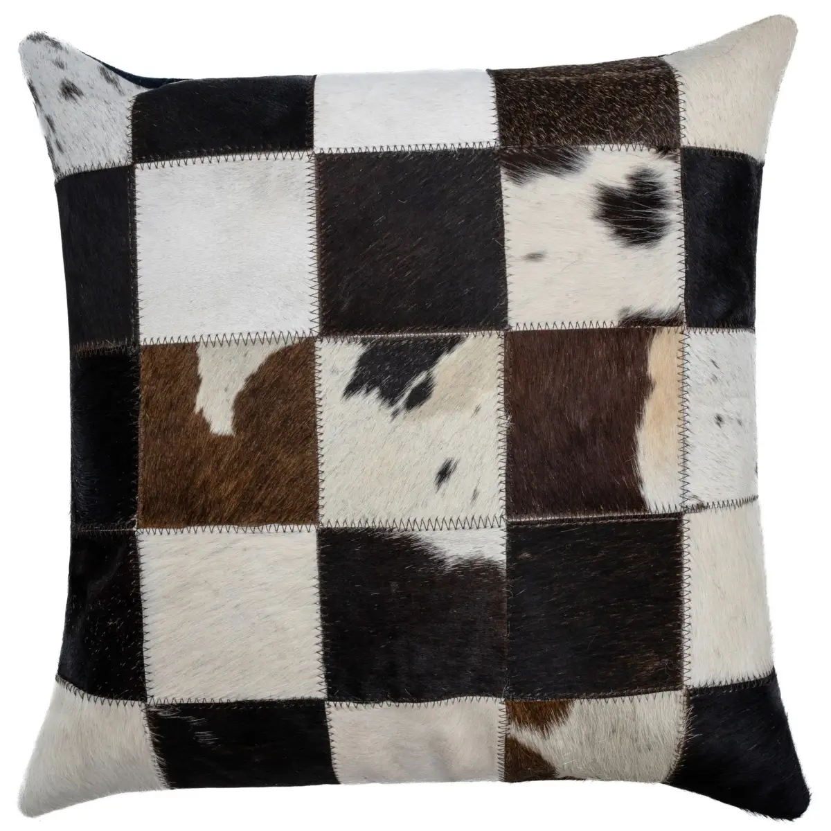 Canvello Genuine Cowhide Leather Decorative Throw Pillows - Handmade Patchwork Boho Accent Pillows For Sofa Couch Bed
