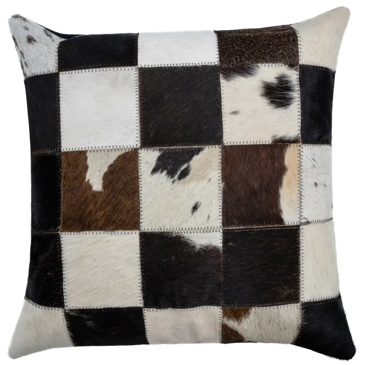 Canvello Genuine Cowhide Leather Decorative Throw Pillows - Handmade Patchwork Boho Accent Pillows For Sofa Couch Bed