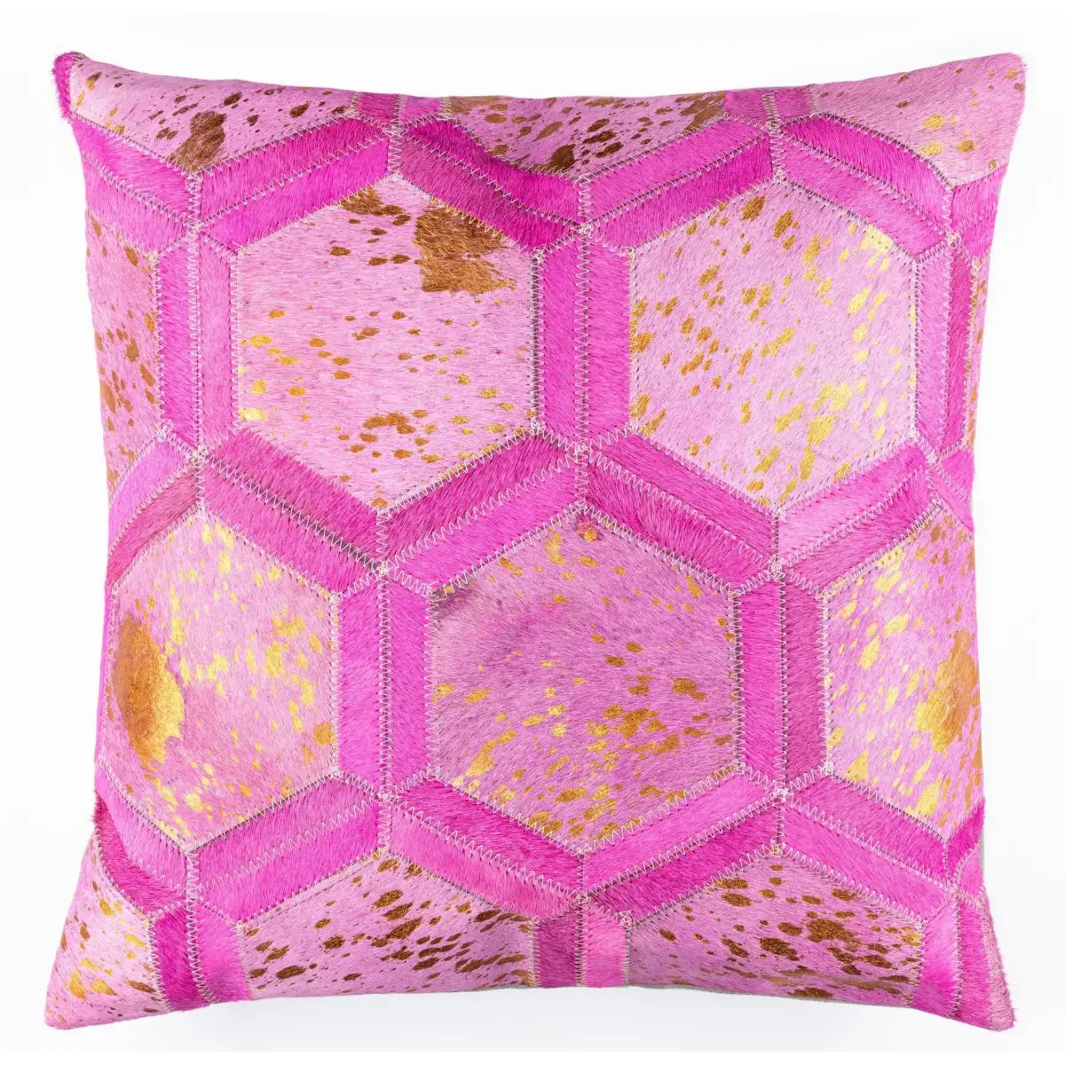 Canvello Genuine Cowhide Leather Decorative Throw Pillows - Handmade Patchwork Boho Accent Pillows For Sofa Couch Bed