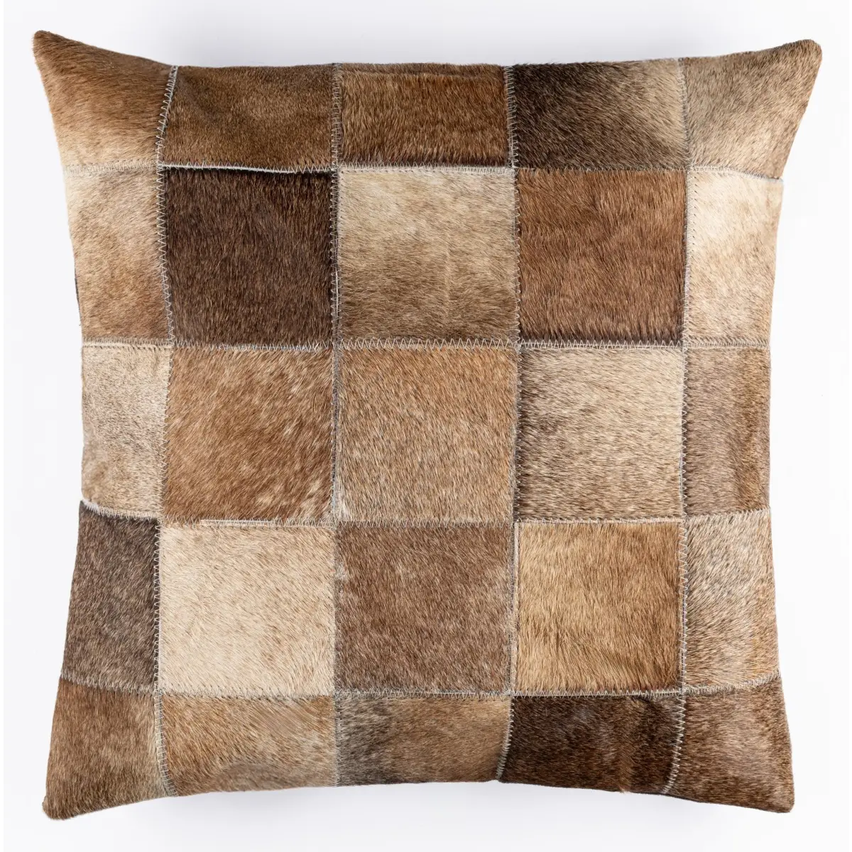 Canvello Genuine Cowhide Leather Decorative Throw Pillows - Handmade Patchwork Boho Accent Pillows For Sofa Couch Bed