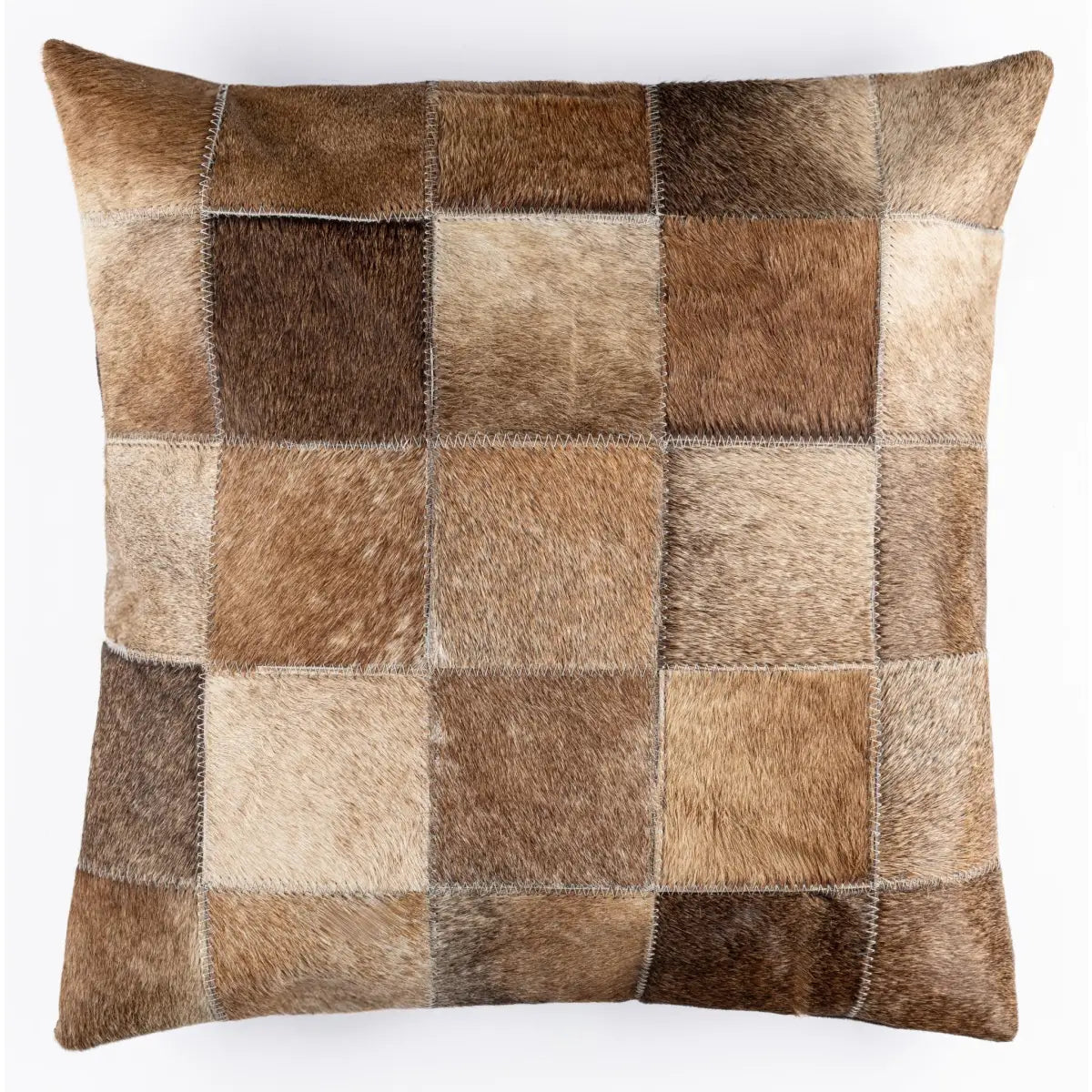 Canvello Genuine Cowhide Leather Decorative Throw Pillows - Handmade Patchwork Boho Accent Pillows For Sofa Couch Bed