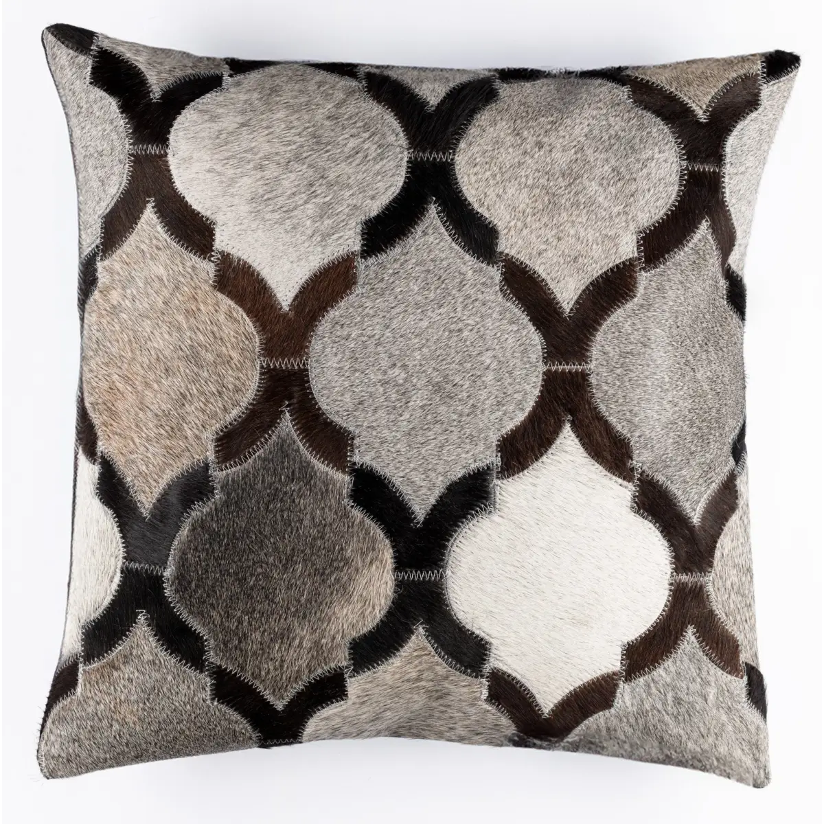 Canvello Genuine Cowhide Leather Decorative Throw Pillows - Handmade Patchwork Boho Accent Pillows For Sofa Couch Bed