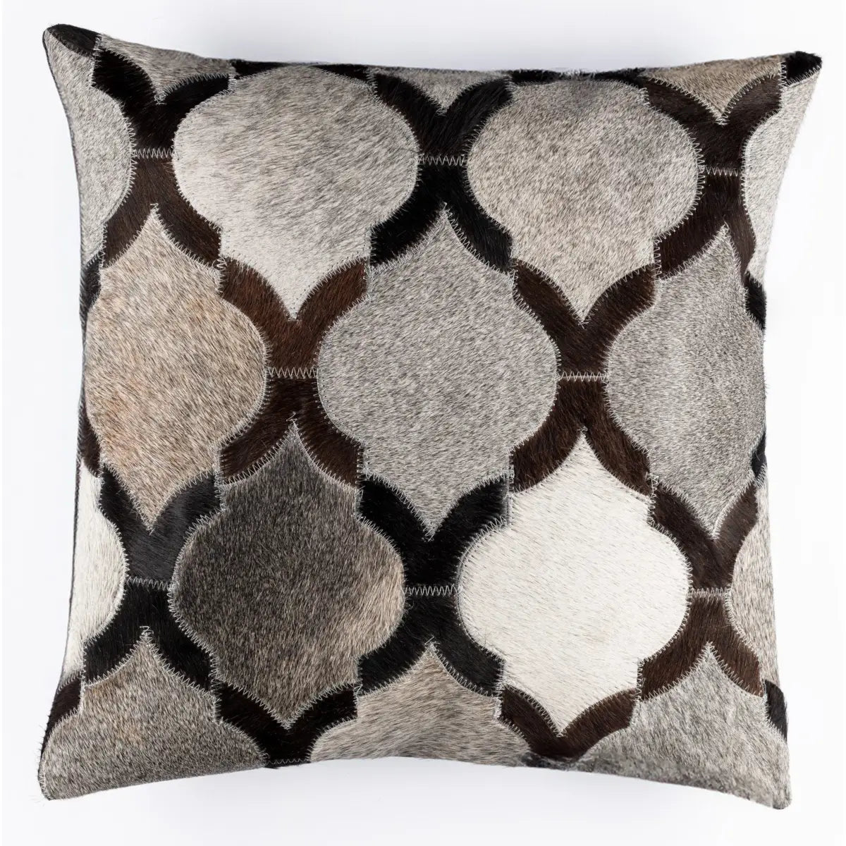 Canvello Genuine Cowhide Leather Decorative Throw Pillows - Handmade Patchwork Boho Accent Pillows For Sofa Couch Bed
