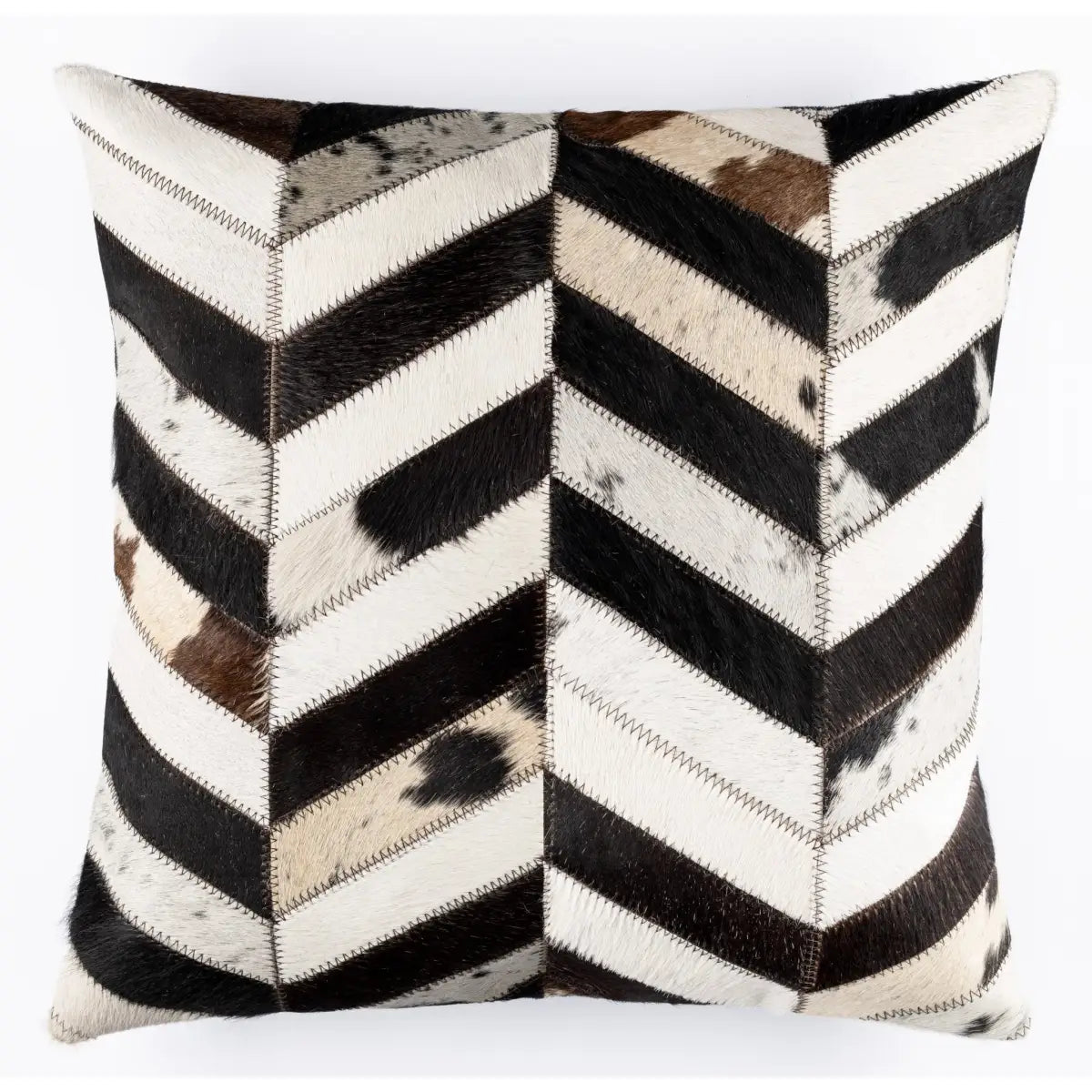 Canvello Genuine Cowhide Leather Decorative Throw Pillows - Handmade Patchwork Boho Accent Pillows For Sofa Couch Bed
