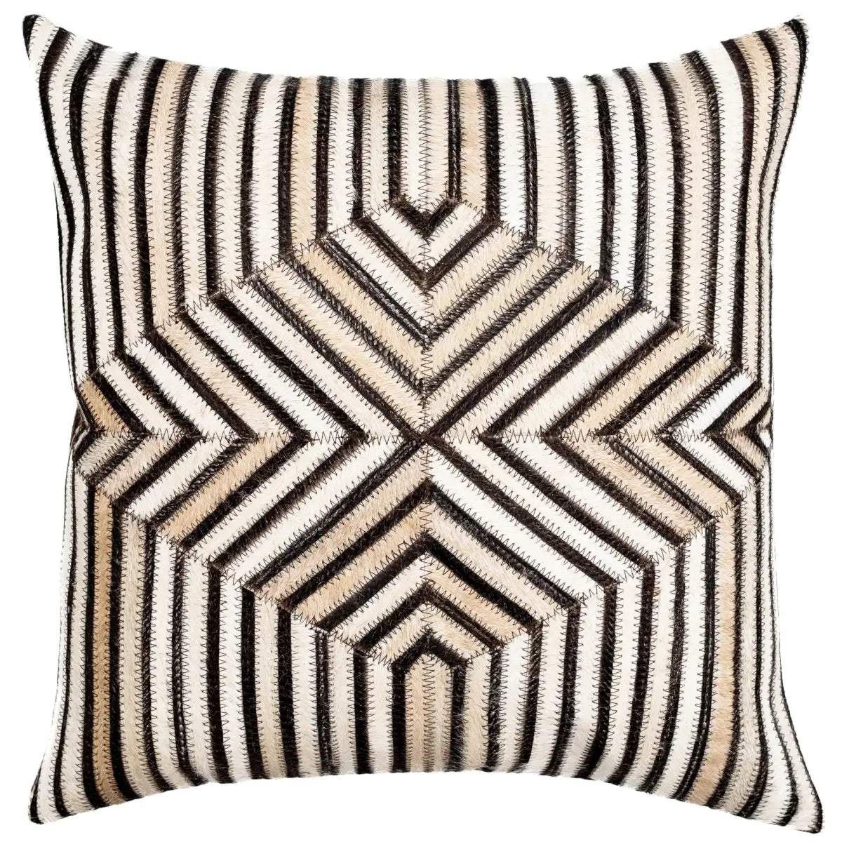 Canvello Genuine Cowhide Leather Decorative Throw Pillows - Handmade Patchwork Boho Accent Pillows For Sofa Couch Bed