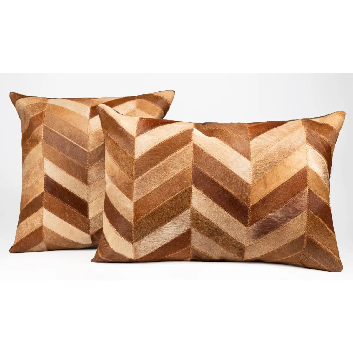 Canvello Genuine Cowhide Leather Decorative Throw Pillows - Handmade Patchwork Boho Accent Pillows For Sofa Couch Bed