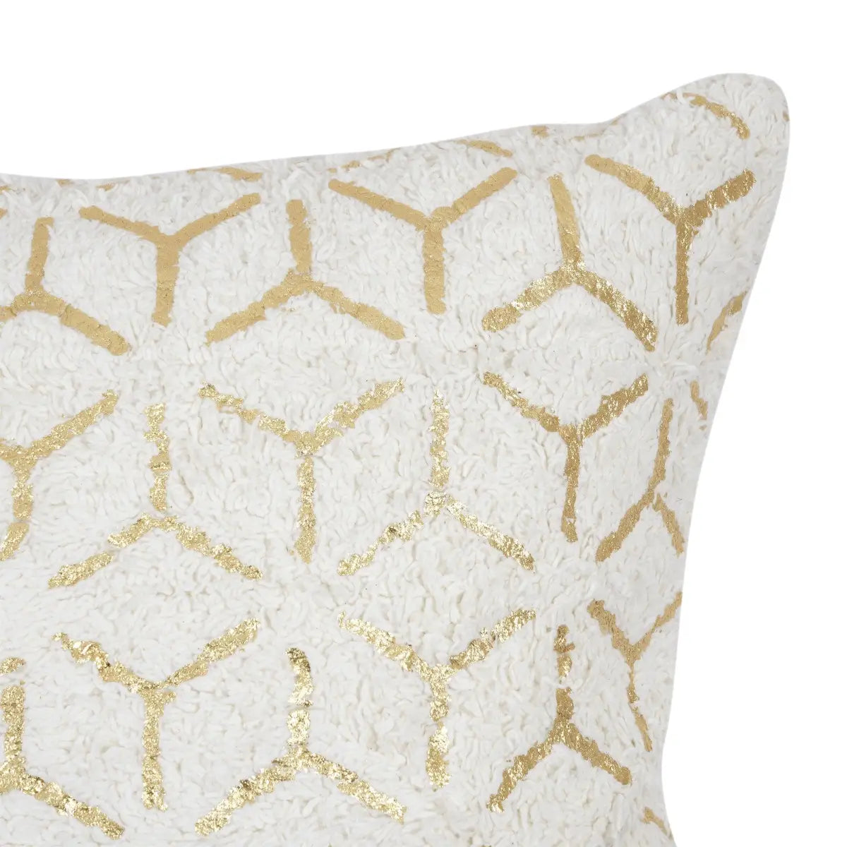 Canvello Grandcanyon Geometric Gold Foil Cotton Pillow White - White / 17’’W x 17’’L x 5’’H - Canvello