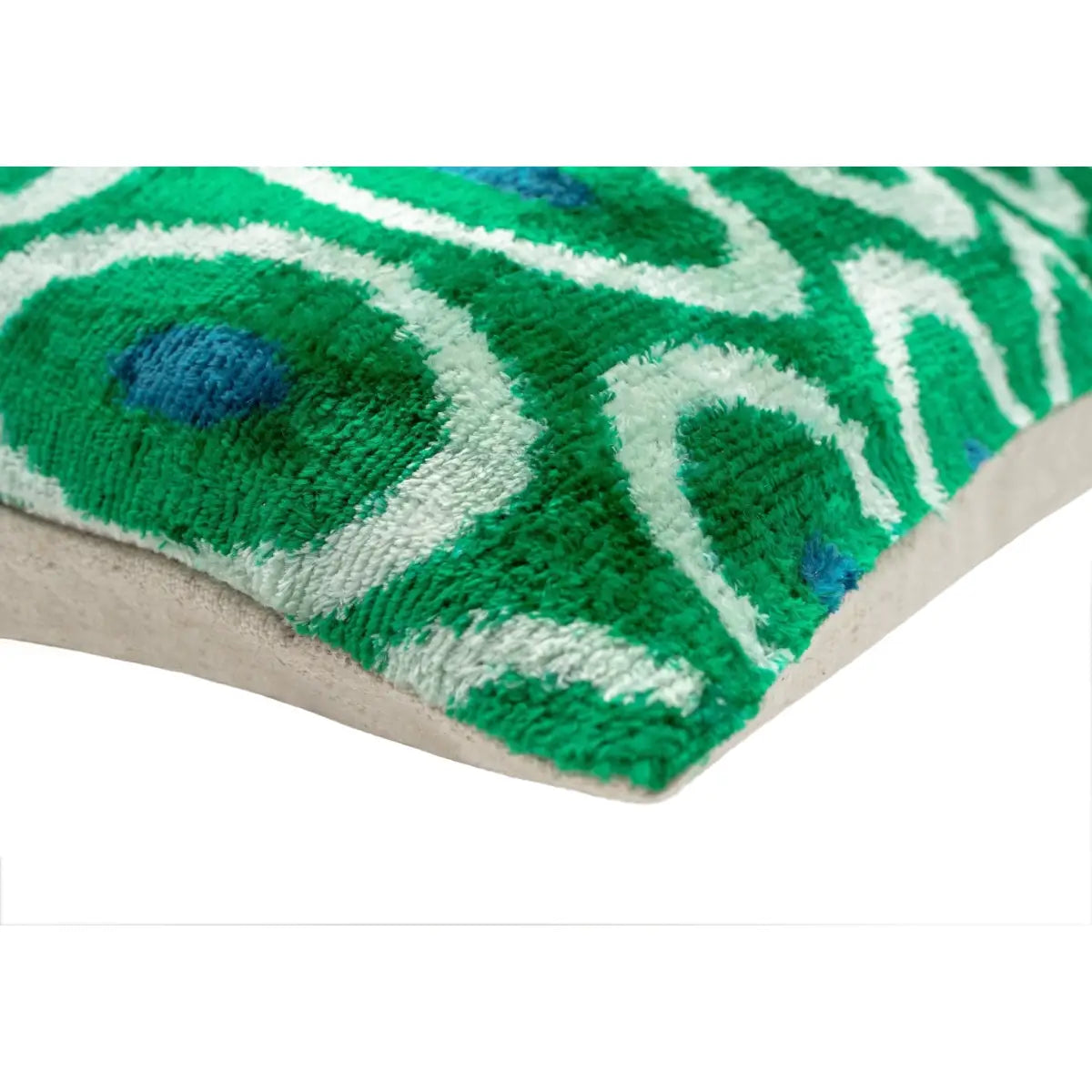 Canvello Green Blue Handmade 16x16 Silk Velvet Pillow Organic Veg Dyed Down/Feather Filled - Canvello