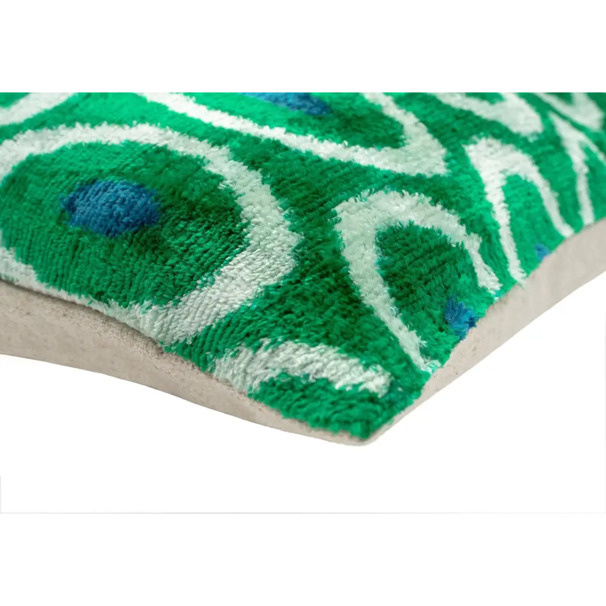 Canvello Green Blue Handmade 16x24 Silk Velvet Pillow Organic Veg Dyed Down/Feather Filled - Canvello