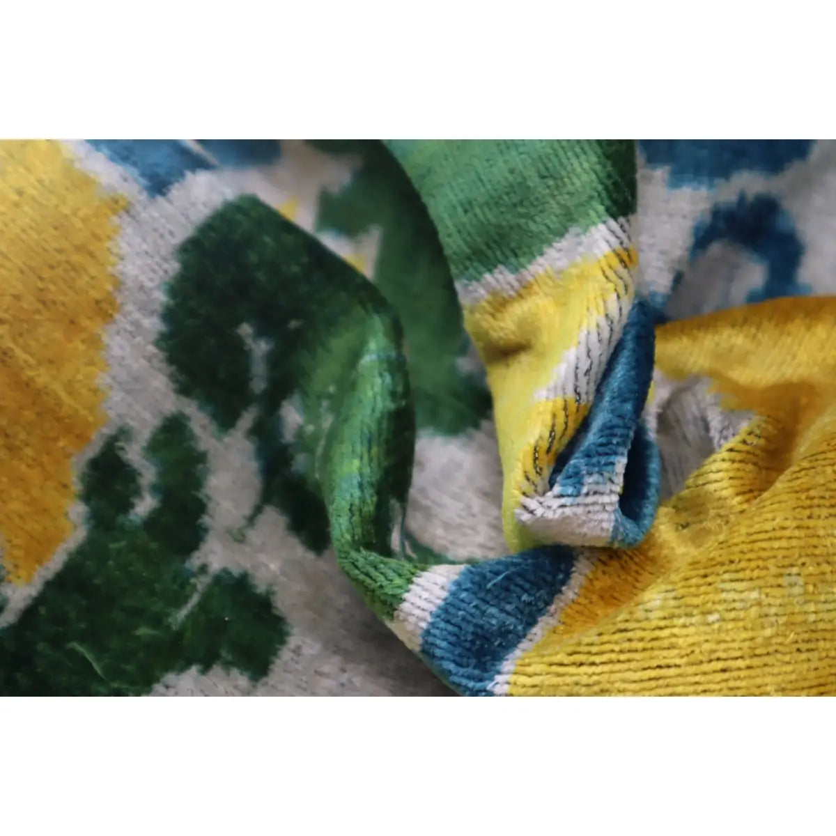 Canvello Green Yellow Blue Handmade 16x24 Silk Velvet Pillow Organic Veg Dyed Down/Feather Filled - Canvello