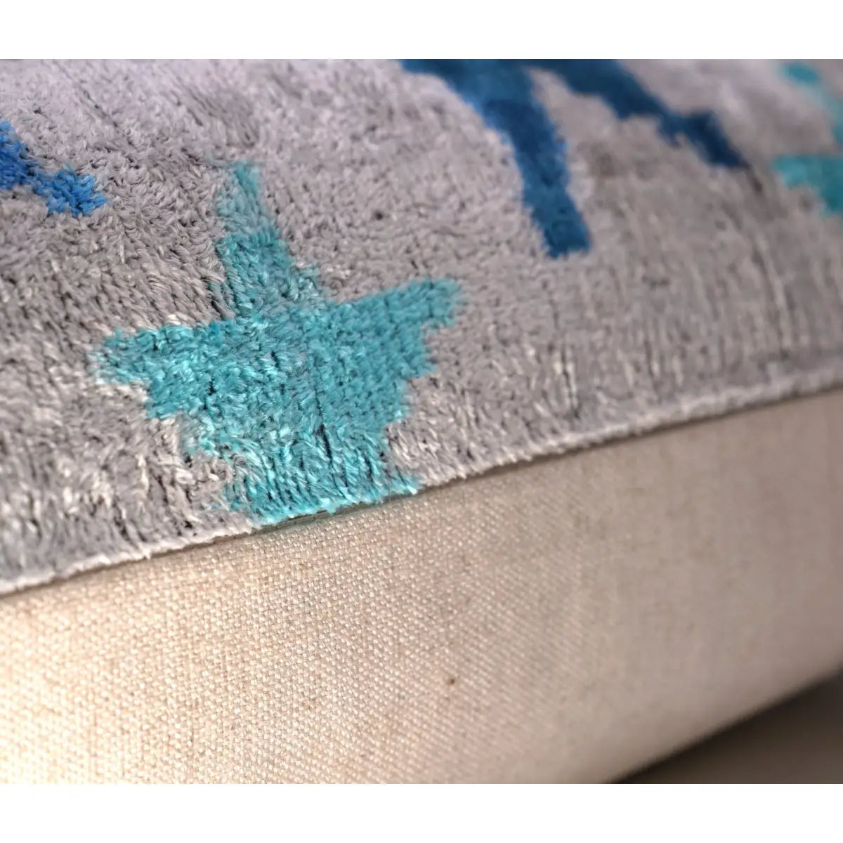 Canvello Handmade Blue Silver Start Print Throw Pillows - 24x16 - Canvello