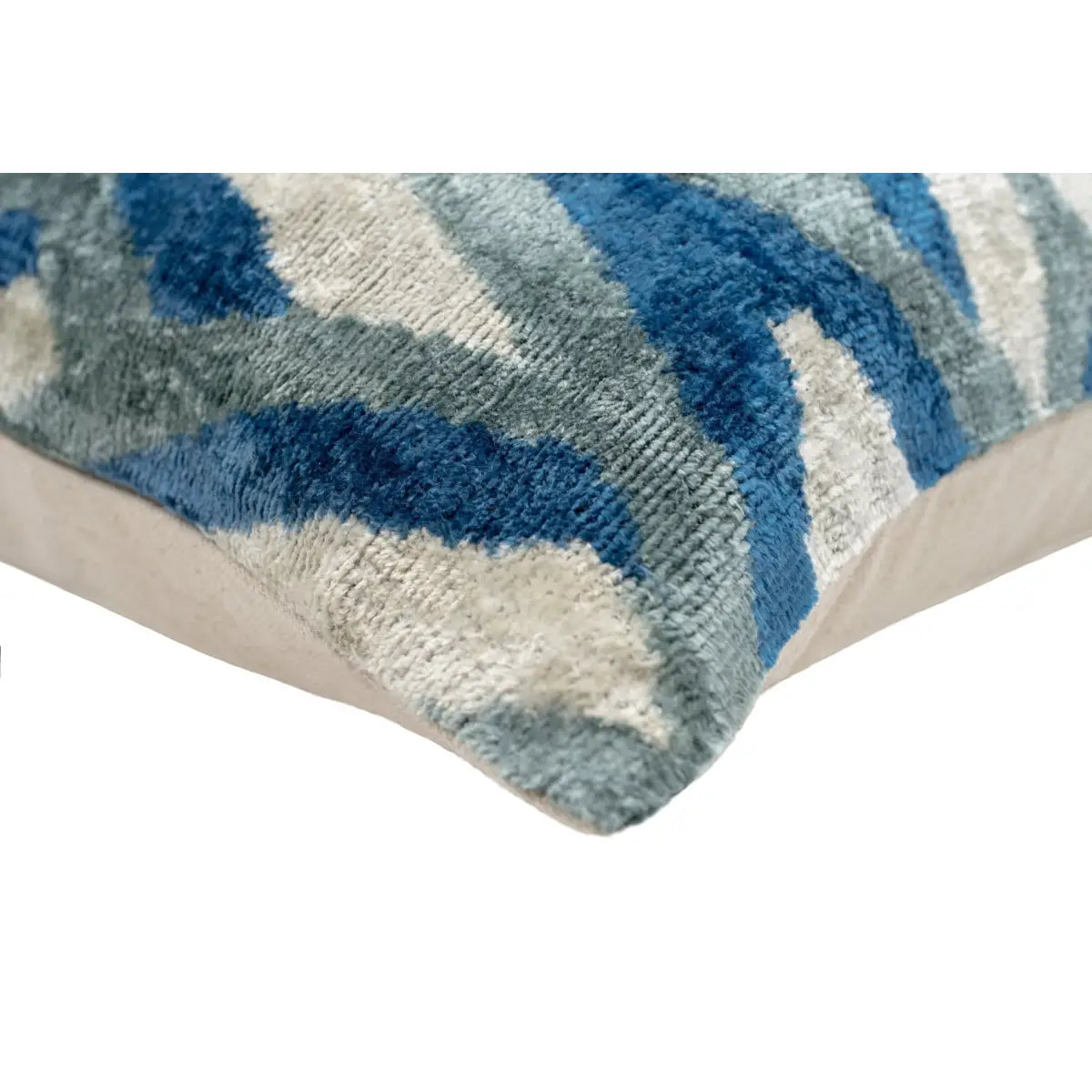 Canvello Handmade Chevron Velvet Throw Pillow in Blue and Grey - Ideal for Modern and Coastal Decor - 24x16 - Canvello