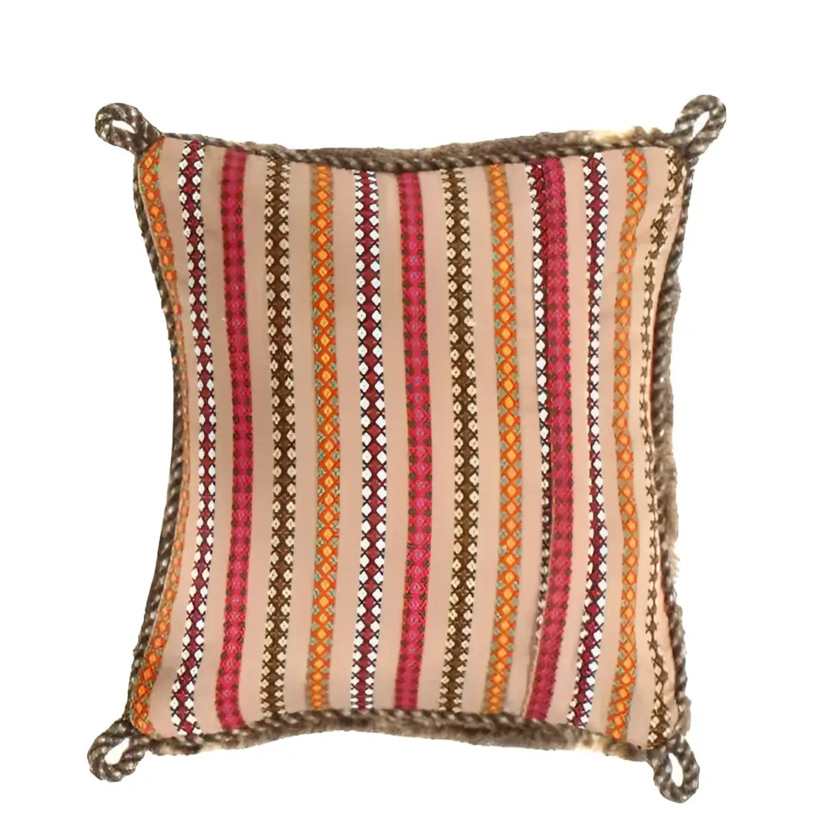 Canvello Handmade Gabbeh Lori Pillow - 12’’ X 12’’ - Beige - Brown - Canvello