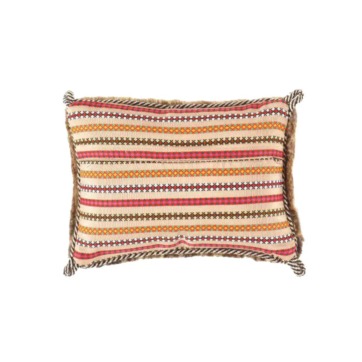 Canvello Handmade Gabbeh Lori Pillow - 12’’ X 12’’ - Beige - Brown - Canvello