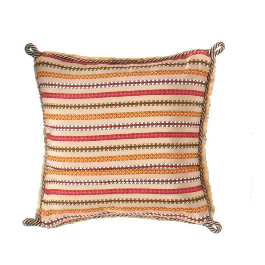Canvello Handmade Gabbeh Lori Pillow - 12’’ X 12’’ - Beige - Rust - Olive - light blue - Canvello