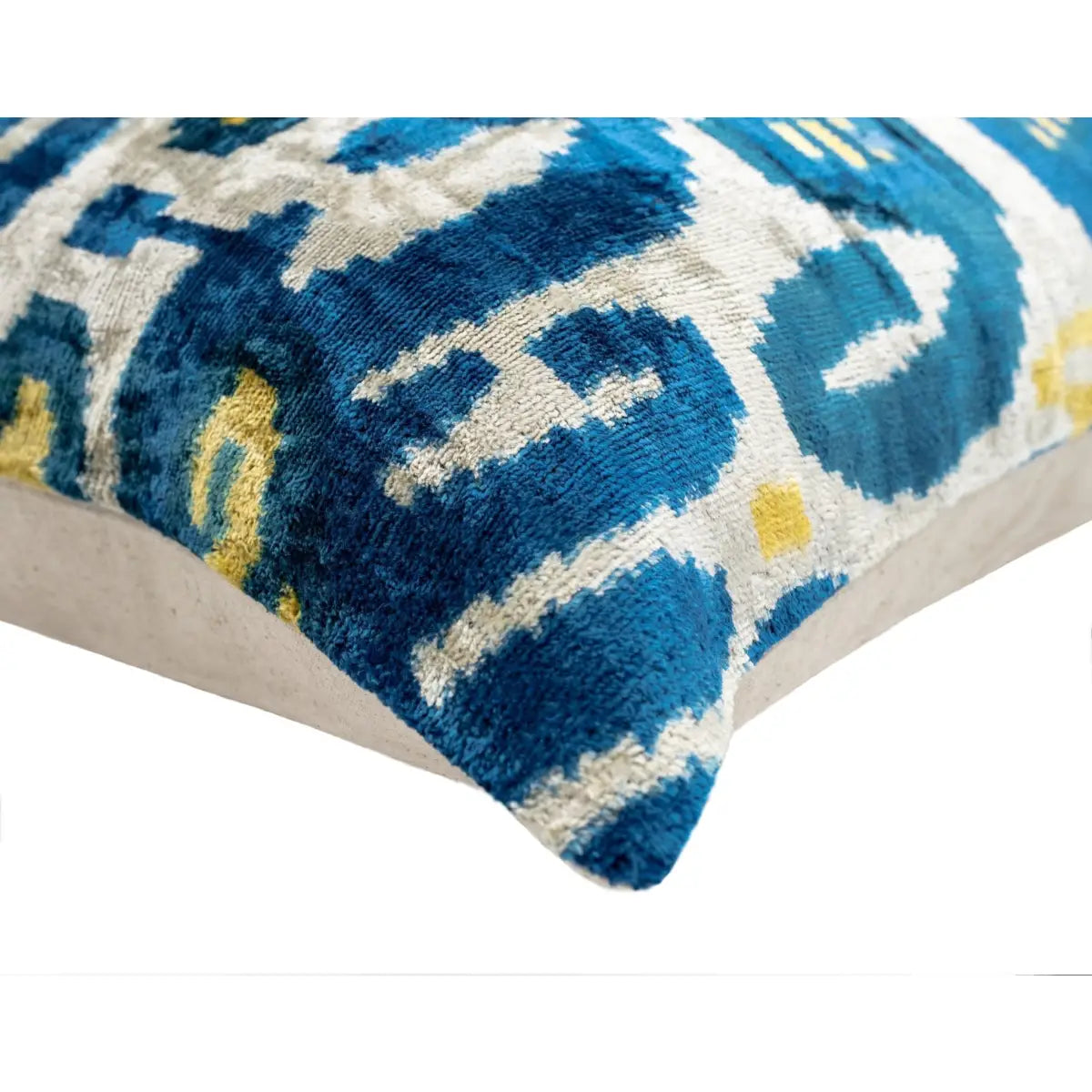 Canvello Handmade Gold Blue Decorative Pillow with Down Insert - 20’’X20’’ - Canvello