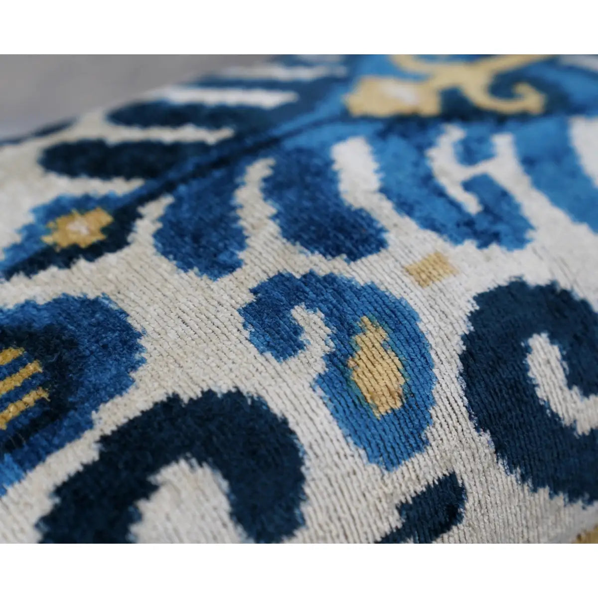 Canvello Handmade Gold Blue Velvet Throw Pillows | 16 x 24 in (40 x 60 cm) - Canvello