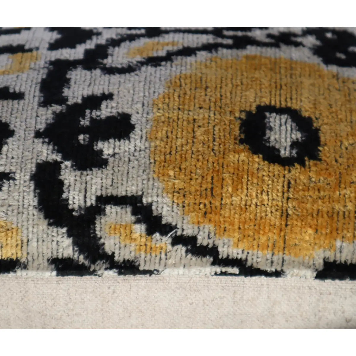 Canvello Handmade Gray Ivory Yellow Velvet Throw Pillows - 20x20 - Canvello