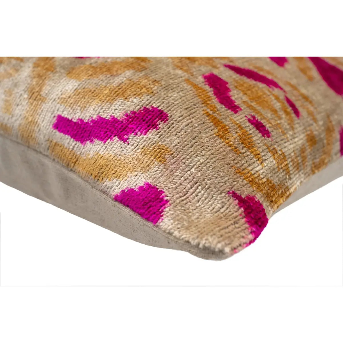 Canvello Handmade Pink and Gold Abstract Design Throw Pillow - 16x24 inch Silk Velvet Vegetable Dyed with Premium Down