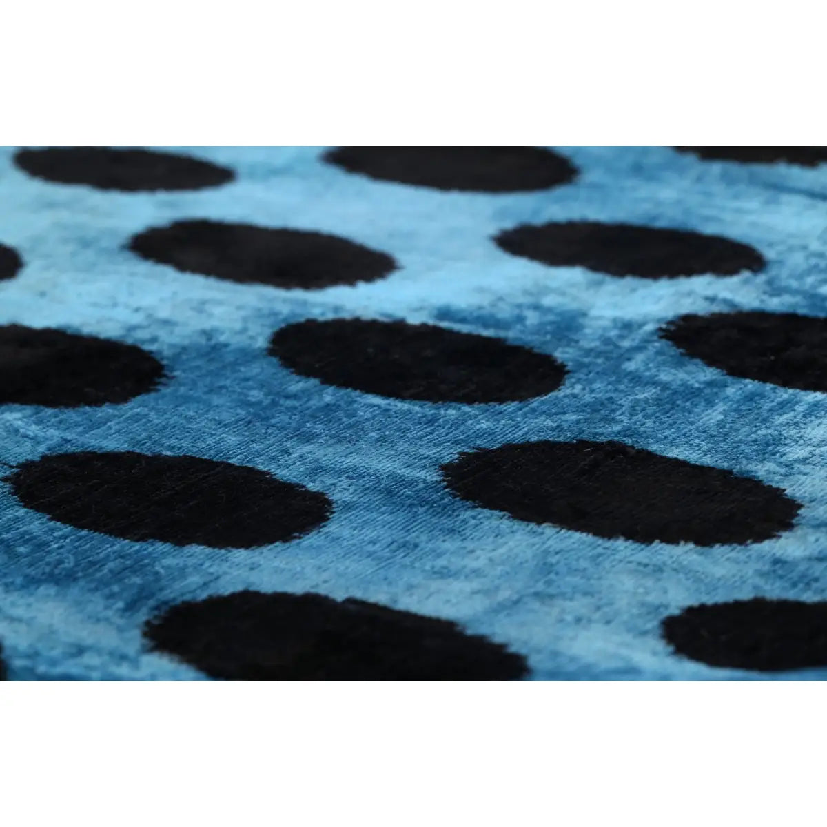 Canvello Handmade Velvet Lumbar Pillow in Blue and Black Polka Dot Design - High-Quality 16x24 Inch Decorative Accent