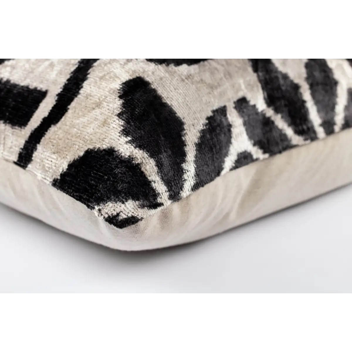Canvello Luxurious 16x24 Handmade Velvet Silk Pillow with Premium Down Feather Insert - Black and White Geometric