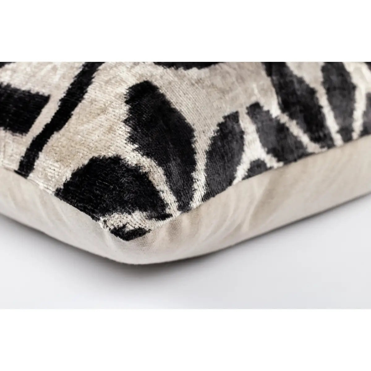 Canvello Luxurious 16x24 Handmade Velvet Silk Pillow with Premium Down Feather Insert - Black and White Geometric