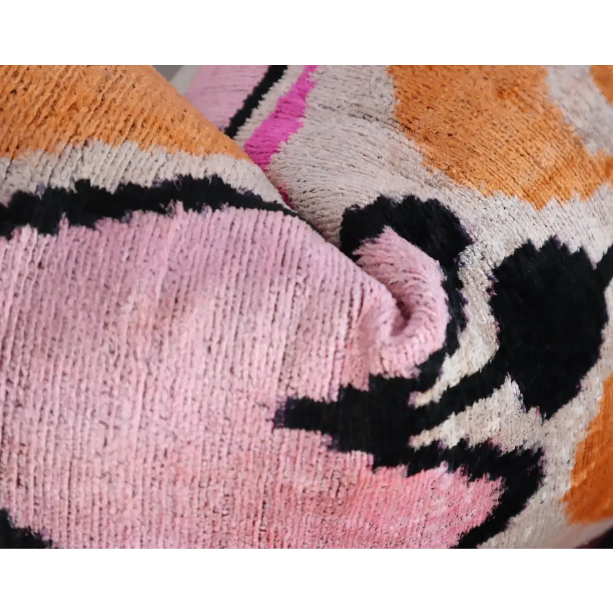 Canvello Orange Pink Handmade 16x24 Silk Velvet Pillow Organic Veg Dyed Down/Feather Filled - Canvello