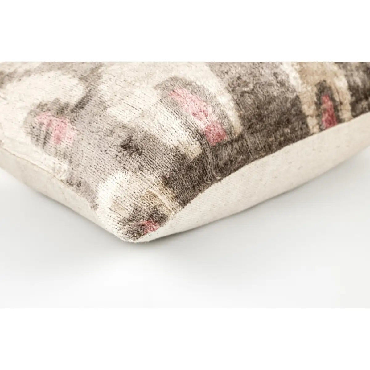 Canvello Organic Handmade Silk Velvet Pillow: 16x24 Inches with Premium Down Feather Insert - Luxury Gray Ivory Pink