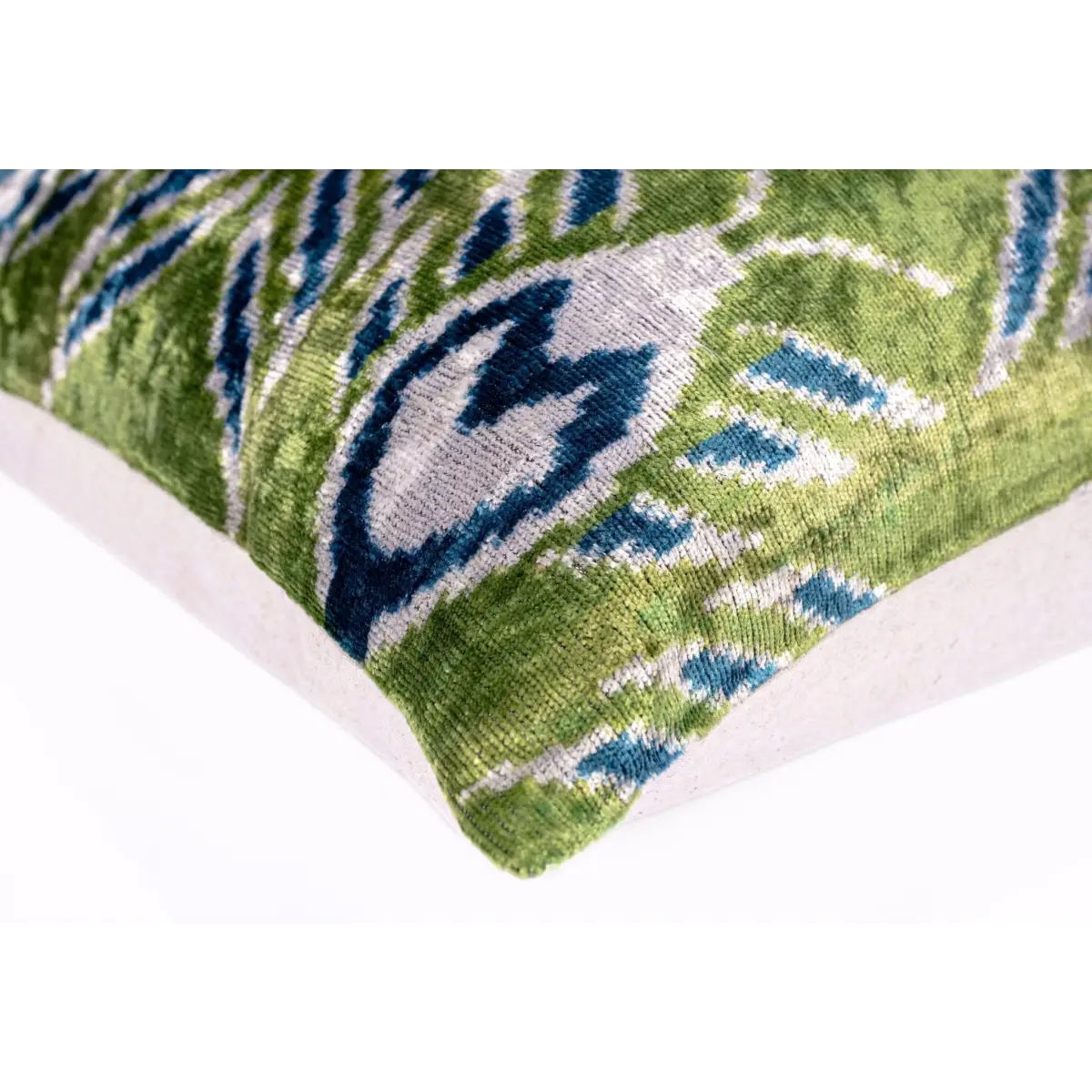 Canvello Organic Handmade Silk Velvet Pillow: 16x24 Inches with Premium Down Feather Insert - Luxury Green Blue