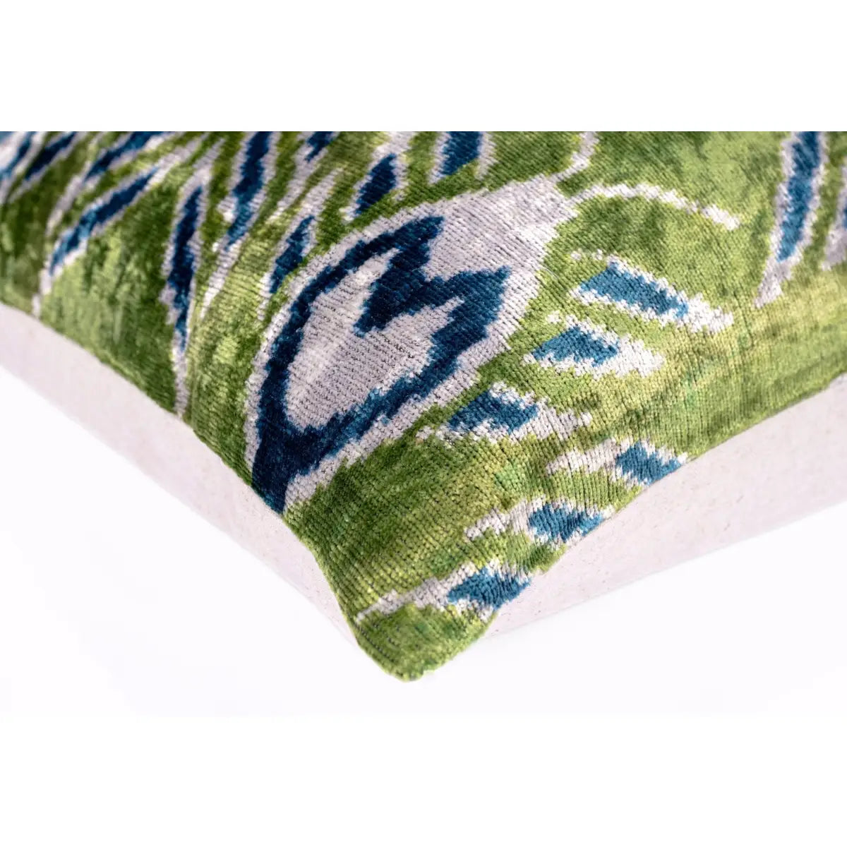 Canvello Organic Handmade Silk Velvet Pillow: 16x24 Inches with Premium Down Feather Insert - Luxury Green Blue