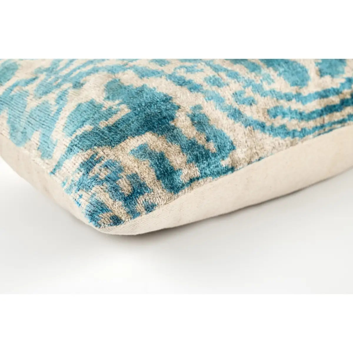 Canvello Organic Handmade Silk Velvet Pillow: 16x24 Inches with Premium Down Feather Insert - Luxury Green Geometric