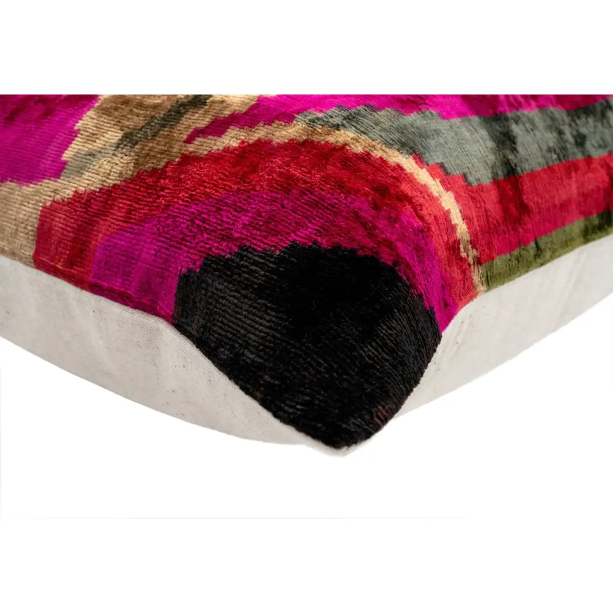 Canvello Organic Handmade Silk Velvet Pillow: 16x24 Inches with Premium Down Feather Insert - Luxury Gold Green Pink