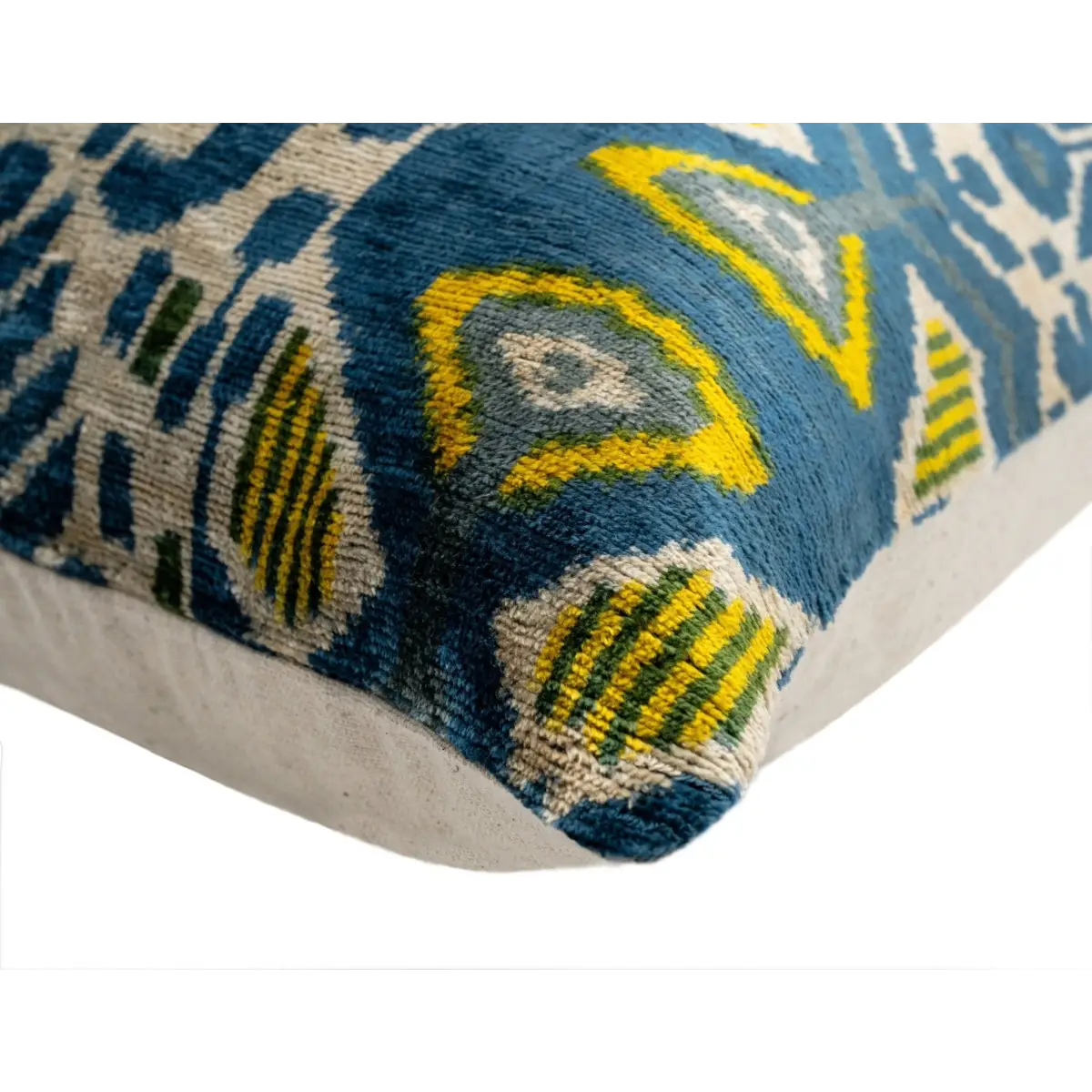 Canvello Organic Handmade Silk Velvet Pillow: 16x24 Inches with Premium Down Feather Insert - Luxury Blue Gold