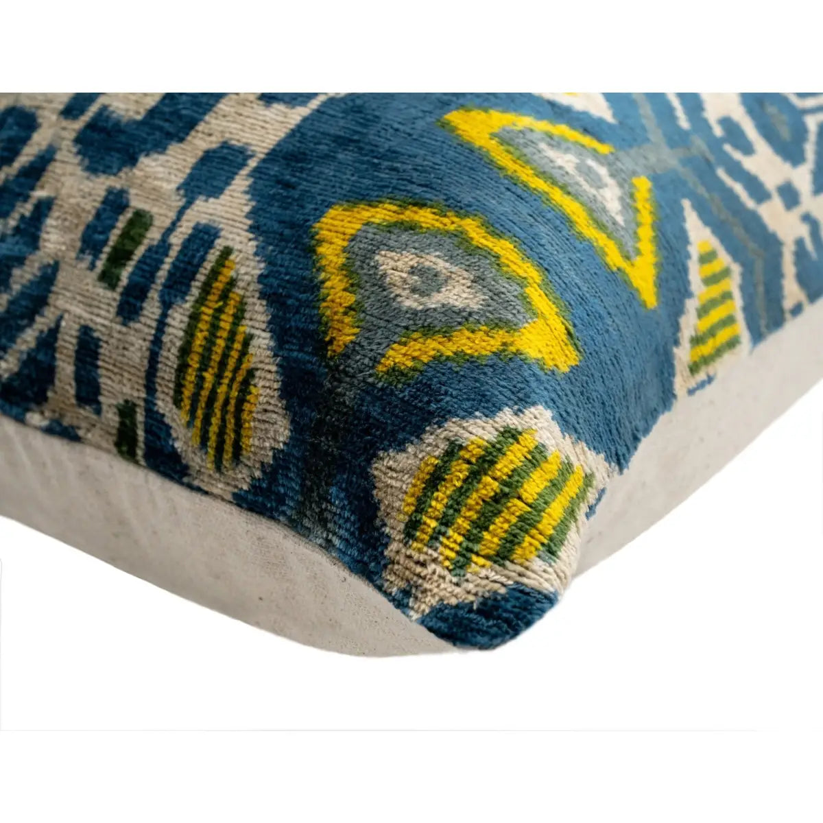 Canvello Organic Handmade Silk Velvet Pillow: 16x24 Inches with Premium Down Feather Insert - Luxury Blue Gold