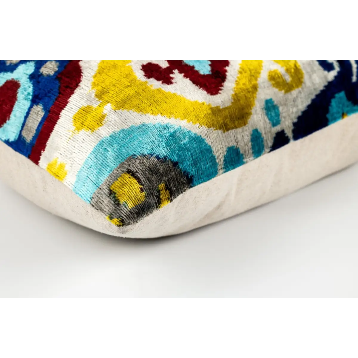 Canvello Organic Handmade Silk Velvet Pillow: 16x24 Inches with Premium Down Feather Insert - Luxury Blue Gold Gray