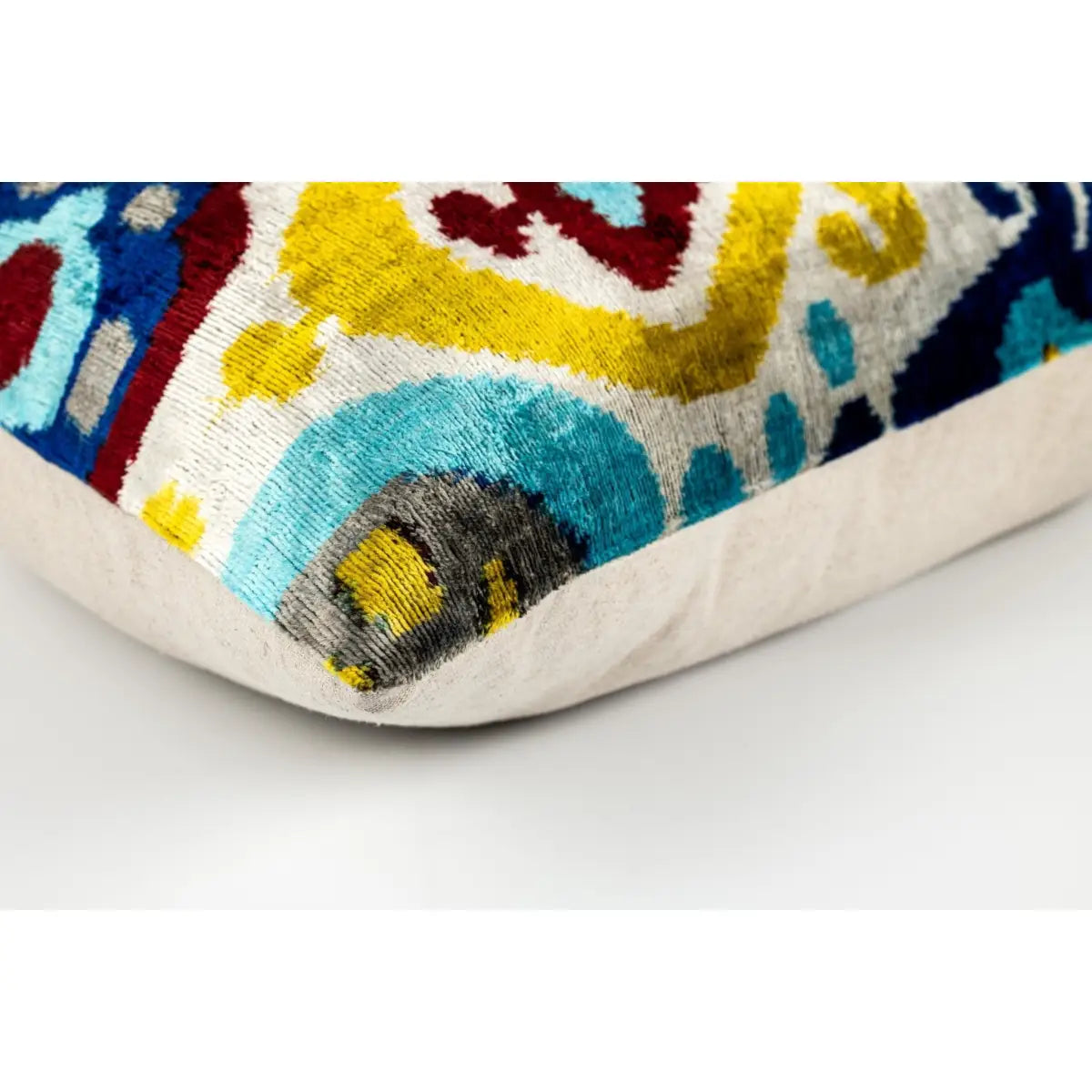 Canvello Organic Handmade Silk Velvet Pillow: 16x24 Inches with Premium Down Feather Insert - Luxury Blue Gold Gray