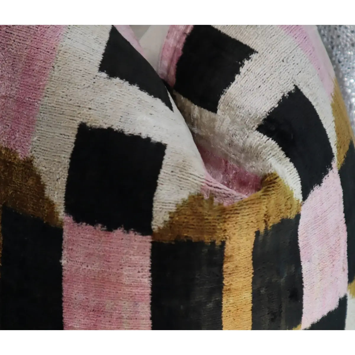 Canvello Pink Brown Handmade 16x16 Silk Velvet Pillow Organic Veg Dyed Down/Feather Filled - Canvello
