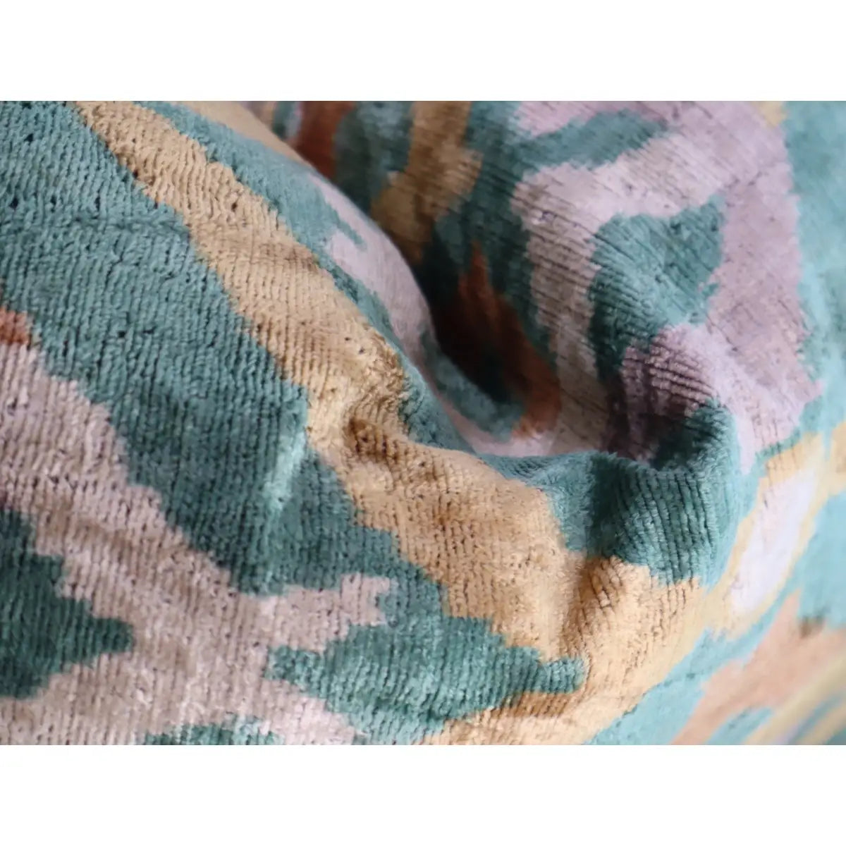 Canvello Teal Beige Brown Vegetable Dyed Handmade Turkish Silk Velvet Pillow - A Work of Art - Canvello