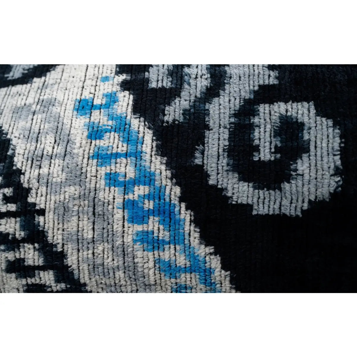 Canvello Unique THROW PILLOW + Down Feather Couch Cushion Luxury Fabric Decorative Black Blue Silk VELVET Ikat Lumbar