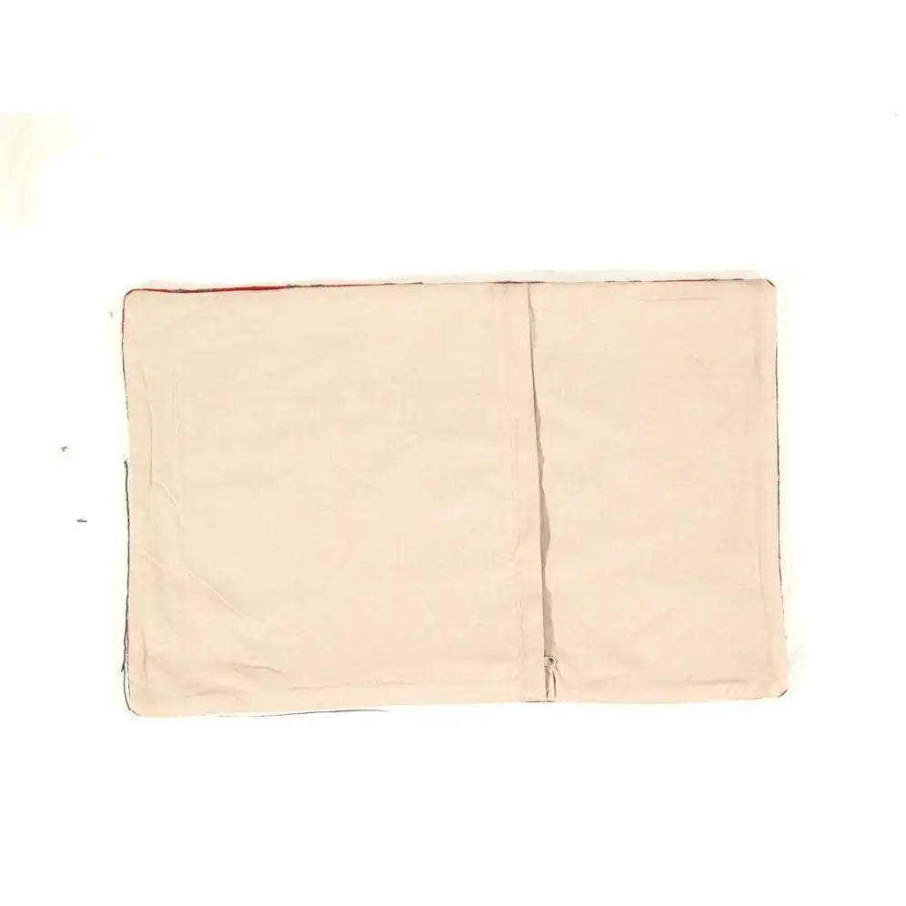 Canvello Vintage Turkish Hand Knotted Kilim Pillow - 16’’ x 24’’ - Orange - Black - Blue - Canvello
