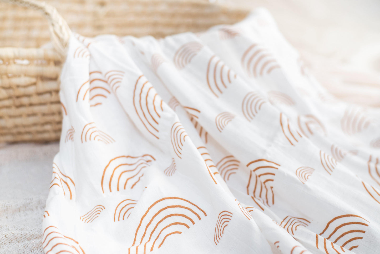 Caramel & White Rainbow Swaddle Blanket - Harp Angel Boutique